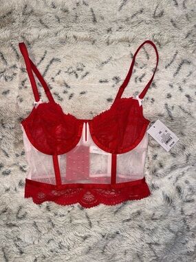 NEW red and white lace corset/bralette